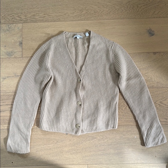 Vince Sweaters - Vince Tan Ribbed Cardigan sweater button front cashmere S